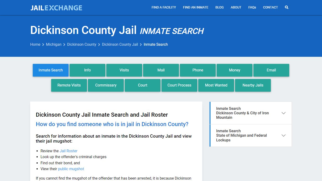 Dickinson County Jail Inmate Search - Jail Exchange